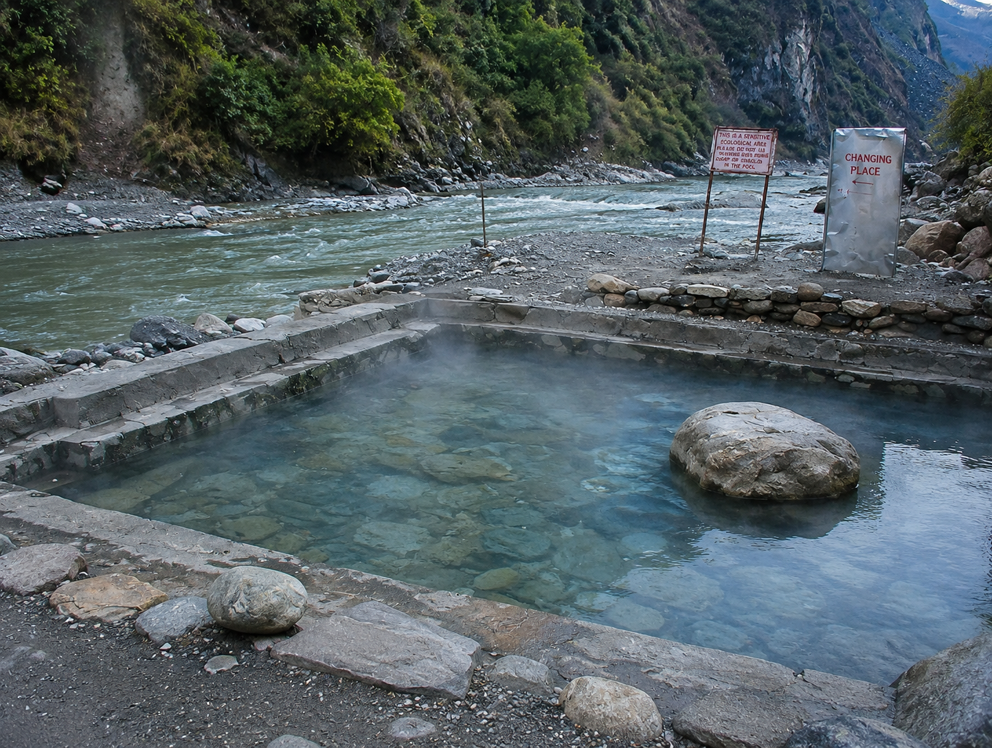 Natural Tatopani hot springs along the Kali Gandaki route