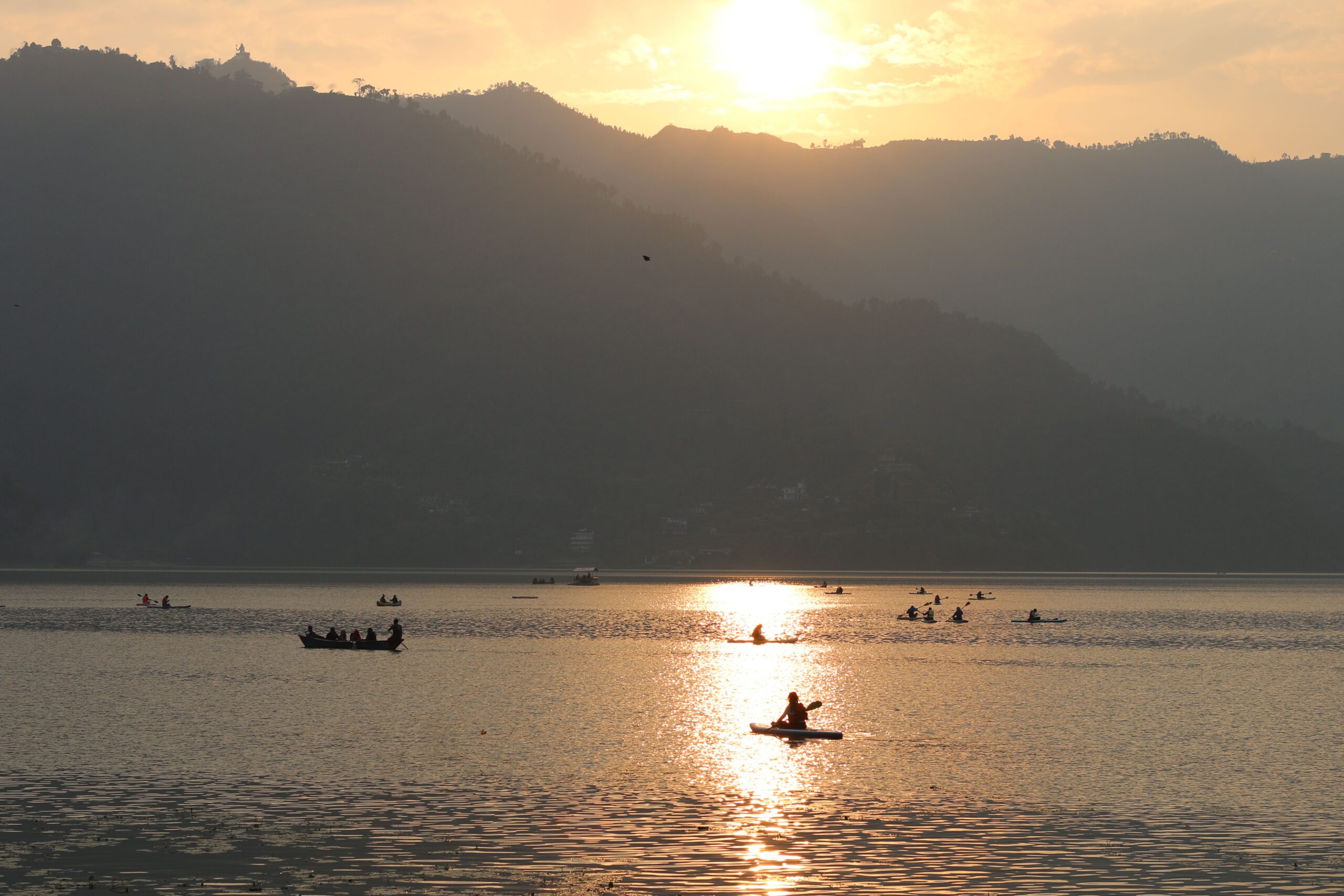 Phewa Lake and the Annapurna range in Pokhara